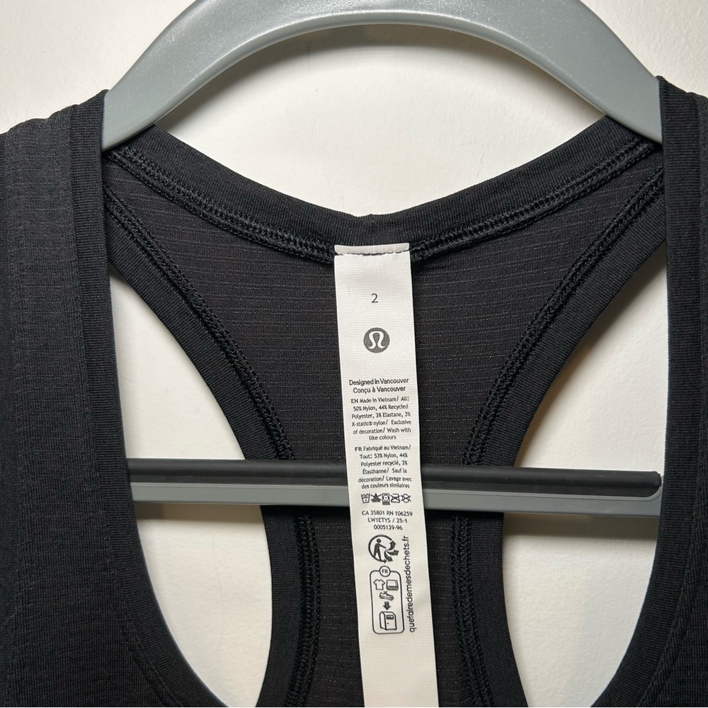 Lululemon Swiftly Tech Racerback Tank Top 2.0 *Hip Length Black Size 2 - Picture 5 of 7